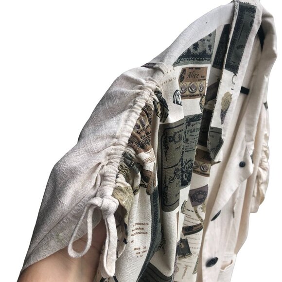 W.H.Q. Women's Lagenlook Linen Blend Oversized Tunic Top Beige Army Size Small - Picture 6 of 16